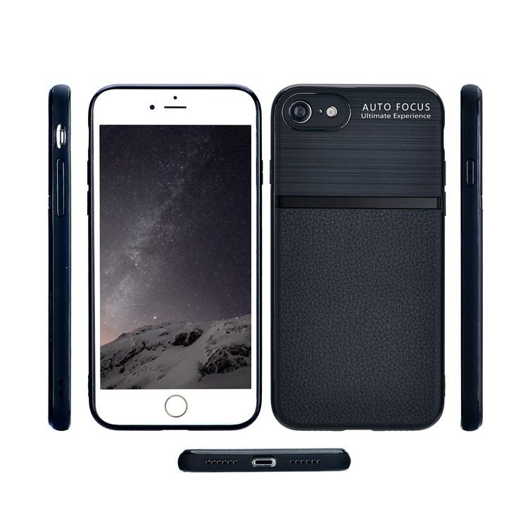 Leather Texture Brushed Soft TPU Case for iPhone 8 / 7 4.7 inch - Black-2