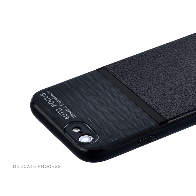 Leather Texture Brushed Soft TPU Case for iPhone 6s / 6 - Black-4