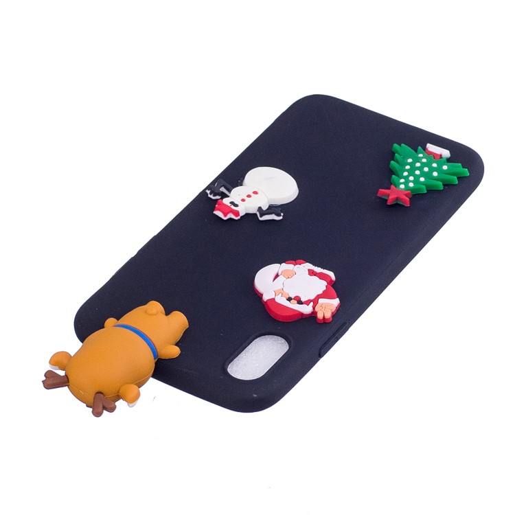 Lovely Christmas Pattern Soft TPU Mobile Phone Casing for iPhone X / 10 - Reindeer and Santa Claus / Dark Blue-5