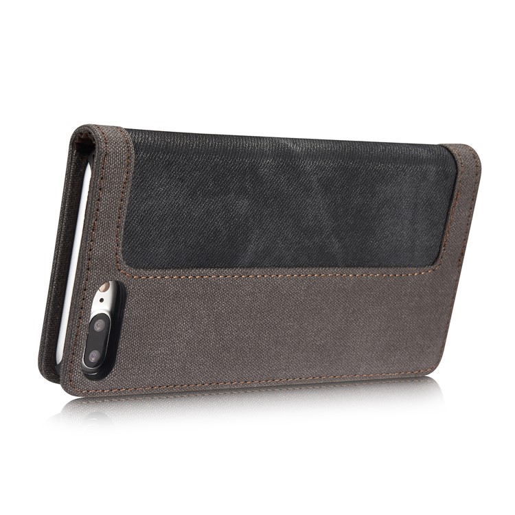 CASEME 006 Leinwand Tuch Textur Geldbörse Leder Telefon Shell Für Iphone 8 Plus / 7 plus 5,5 Zoll - Schwarz-11