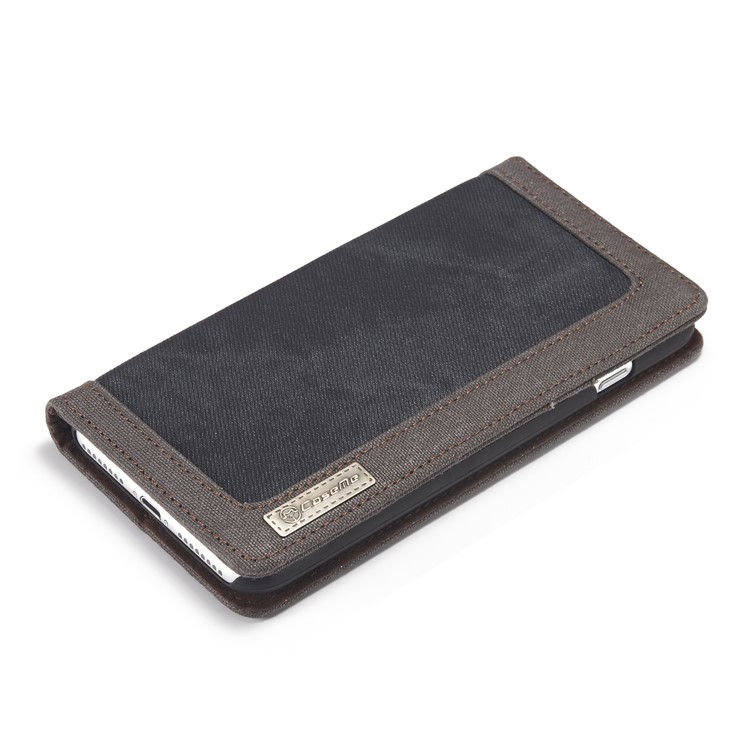 CASEME 006 Leinwand Tuch Textur Geldbörse Leder Telefon Shell Für Iphone 8 Plus / 7 plus 5,5 Zoll - Schwarz-15