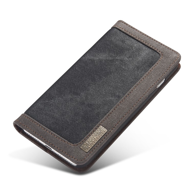 CASEME 006 Leinwand Tuch Textur Geldbörse Leder Telefon Shell Für Iphone 8 Plus / 7 plus 5,5 Zoll - Schwarz-16