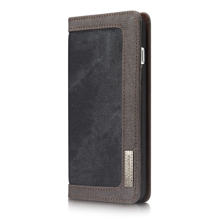 CASEME 006 Leinwand Tuch Textur Geldbörse Leder Telefon Shell Für Iphone 8 Plus / 7 plus 5,5 Zoll - Schwarz-8