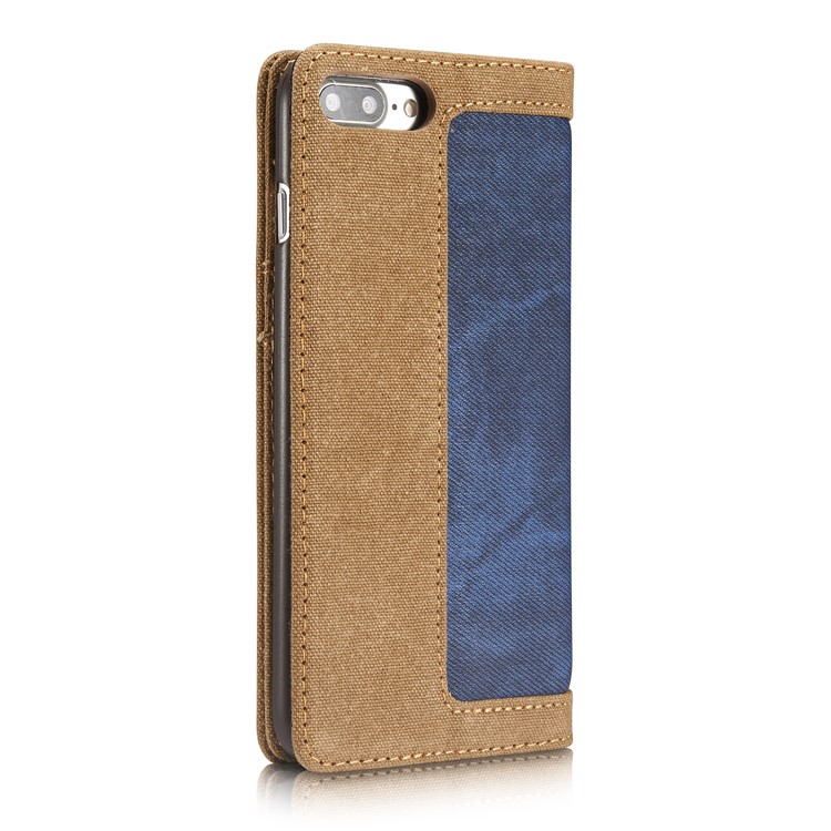 CASEME 006 Leinwand Tuch Textur Brieftasche Leder Telefonabdeckung Für IPhone 8 Plus / 7 Plus 5,5 Zoll - Blau-10
