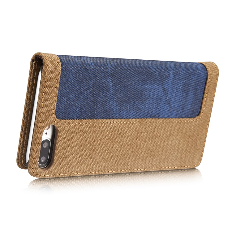 CASEME 006 Leinwand Tuch Textur Brieftasche Leder Telefonabdeckung Für IPhone 8 Plus / 7 Plus 5,5 Zoll - Blau-11