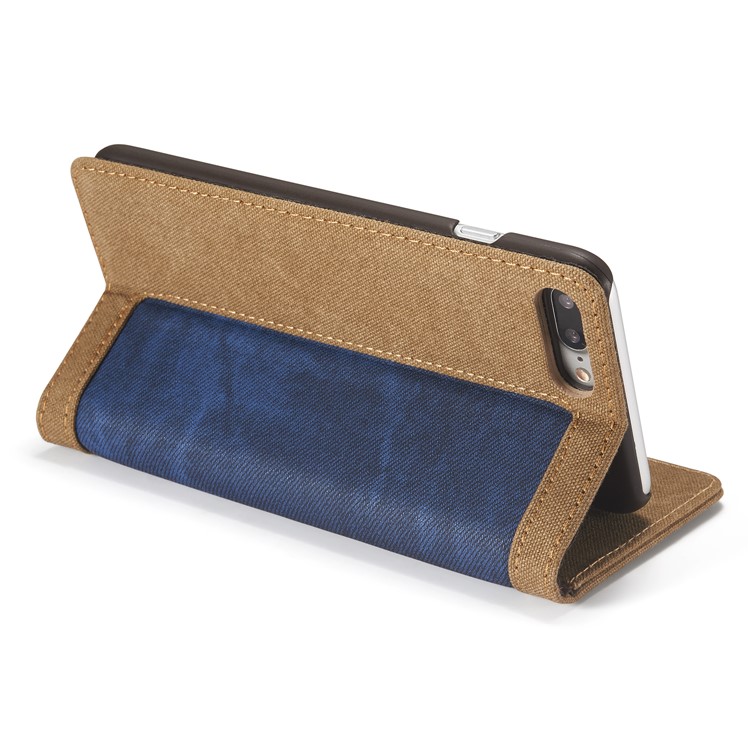 CASEME 006 Leinwand Tuch Textur Brieftasche Leder Telefonabdeckung Für IPhone 8 Plus / 7 Plus 5,5 Zoll - Blau-13