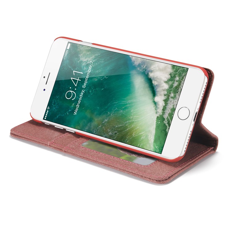 CASEME 006 Leinwand Tuch Textur Brieftasche Leder Telefonabdeckung Für IPhone 8 Plus / 7 Plus 5,5 Zoll - Blau-14