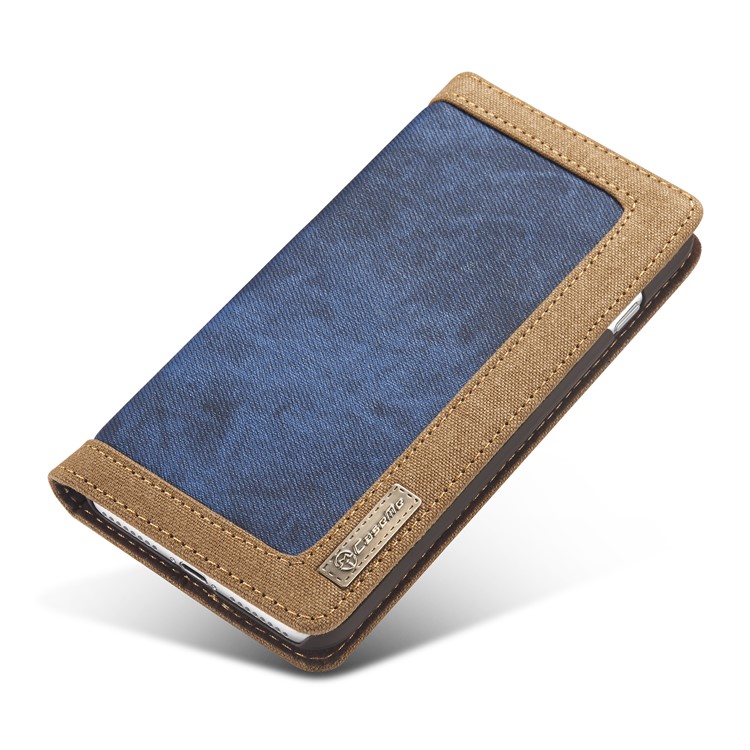 CASEME 006 Leinwand Tuch Textur Brieftasche Leder Telefonabdeckung Für IPhone 8 Plus / 7 Plus 5,5 Zoll - Blau-16