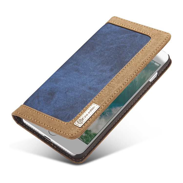 CASEME 006 Leinwand Tuch Textur Brieftasche Leder Telefonabdeckung Für IPhone 8 Plus / 7 Plus 5,5 Zoll - Blau-17
