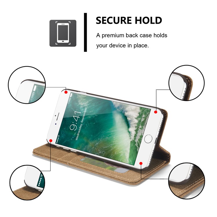 CASEME 006 Leinwand Tuch Textur Brieftasche Leder Telefonabdeckung Für IPhone 8 Plus / 7 Plus 5,5 Zoll - Blau-7