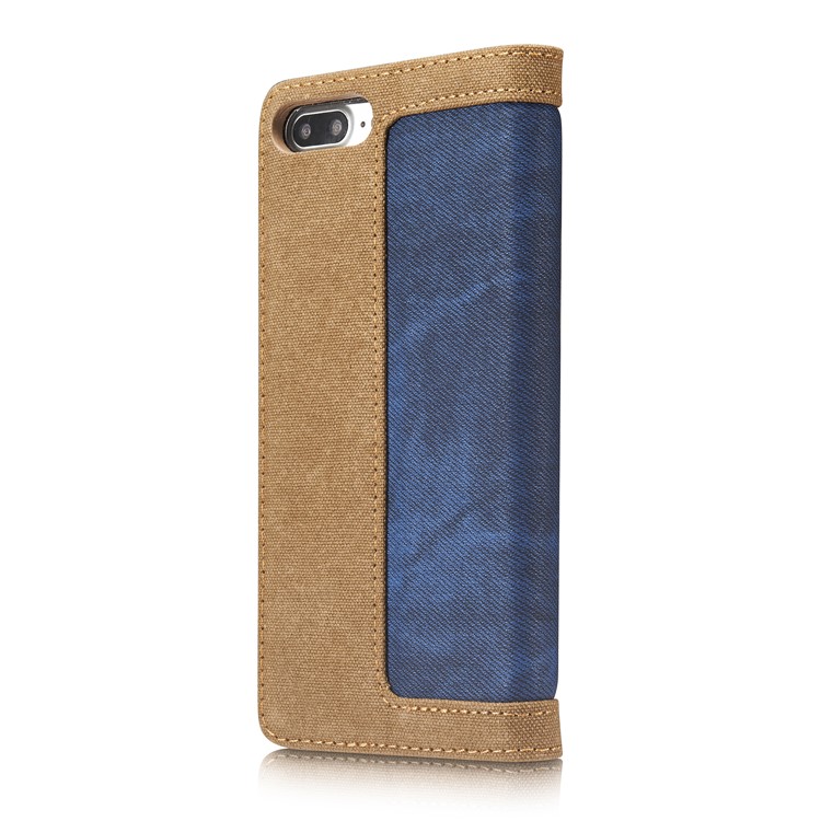 CASEME 006 Leinwand Tuch Textur Brieftasche Leder Telefonabdeckung Für IPhone 8 Plus / 7 Plus 5,5 Zoll - Blau-9