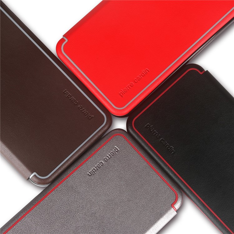 PIERRE CARDIN Genuine Leather Shell Type Protective Case for iPhone X / Ten 5.8 inch - Black-5
