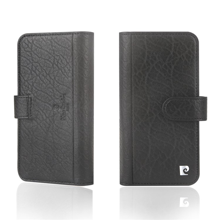 PIERRE CARDIN Genuine Leather Flip Shell with 10 Card Slots for iPhone X - Black-1