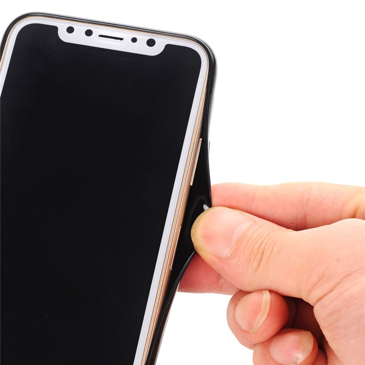 PIERRE CARDIN Genuine Leather Coated Card Slot TPU Kickstand Case for iPhone X/10 - Black-3