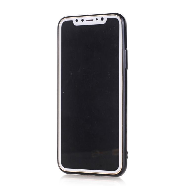 PIERRE CARDIN Genuine Leather Coated Card Slot TPU Kickstand Case for iPhone X/10 - Black-4