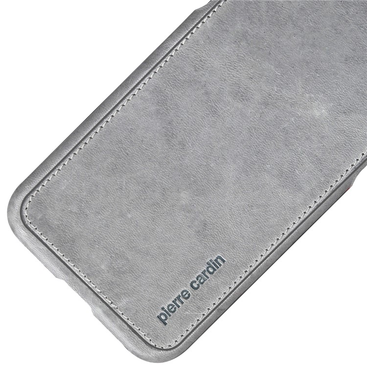 PIERRE CARDIN Echtes Leder Beschichtet PC Zurück Fall Für IPhone X / Zehn 5,8 Zoll - Grau-5