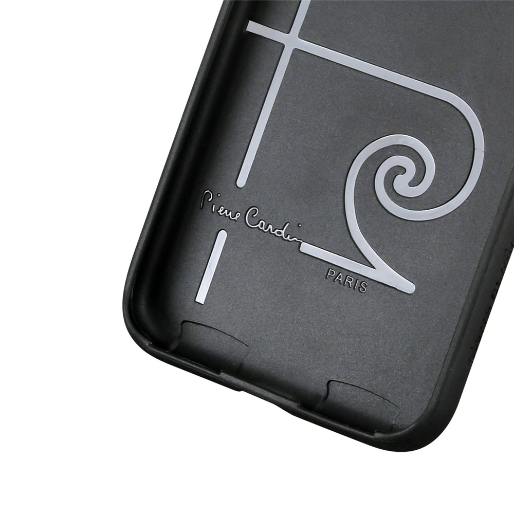 PIERRE CARDIN for iPhone X 5.8-inch Genuine Leather Coated Card Slot TPU Case - Black-6
