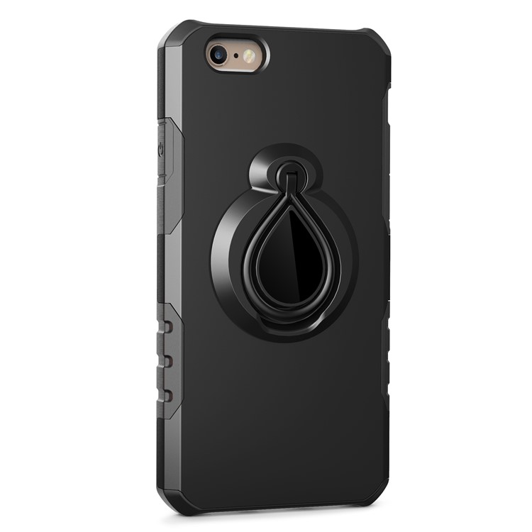 For iPhone 6s/6 Hybrid PC TPU Case with Ring Kickstand Built-in Magnetic Metal Sheet - Black-2
