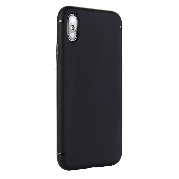 SULADA Matte Soft TPU Phone Shell (Built-in Magnetic Holder Metal Sheet) for iPhone X (Ten) 5.8 inch - Black-1