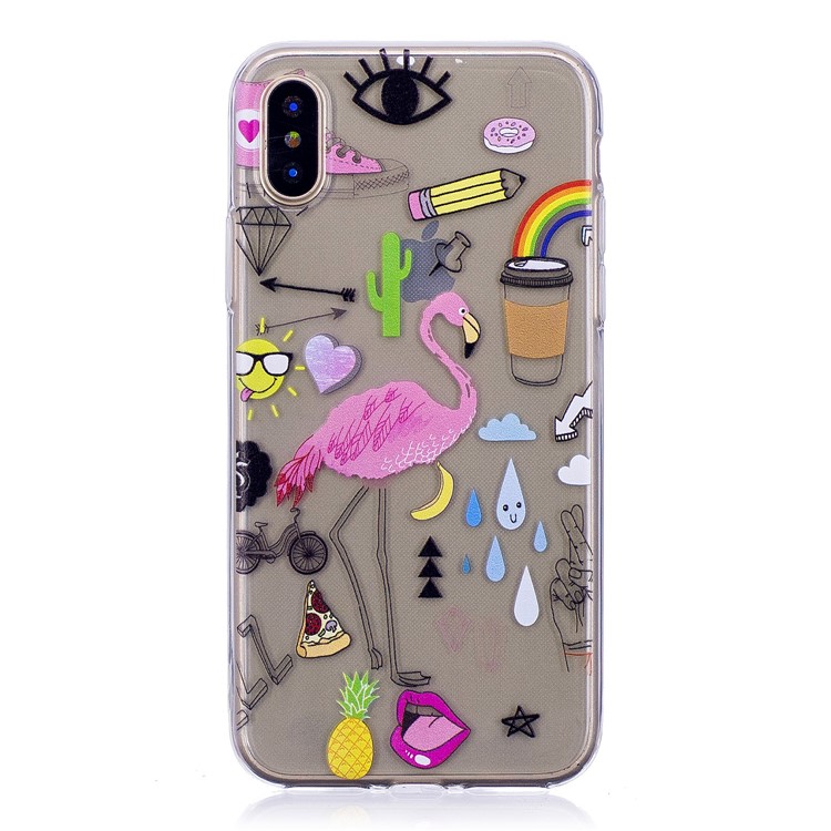 Muster Drucken TPU Soft Case Für IPhone X - Kran Muster-1