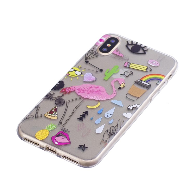 Muster Drucken TPU Soft Case Für IPhone X - Kran Muster-2