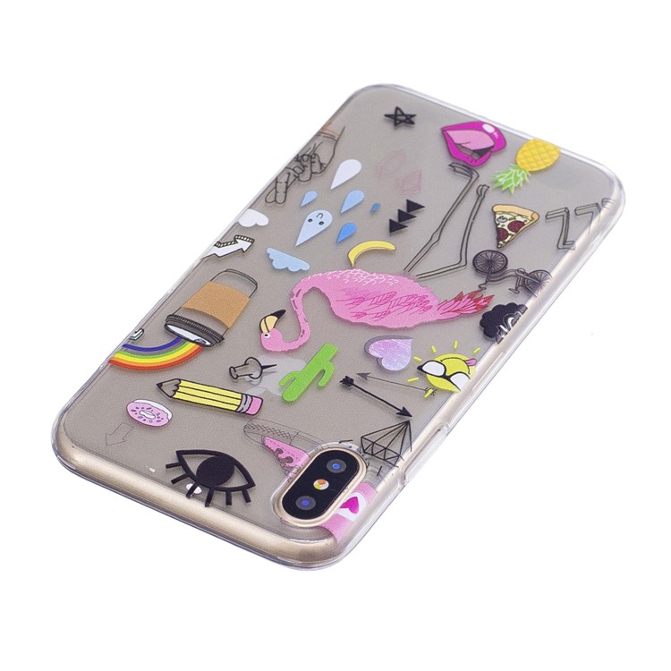 Muster Drucken TPU Soft Case Für IPhone X - Kran Muster-3