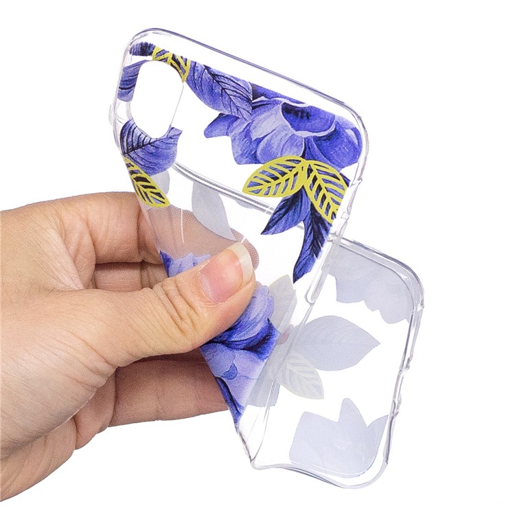 Musterdruck TPU Telefon Shell Fall Für IPhone X - Blaue Blumen-4