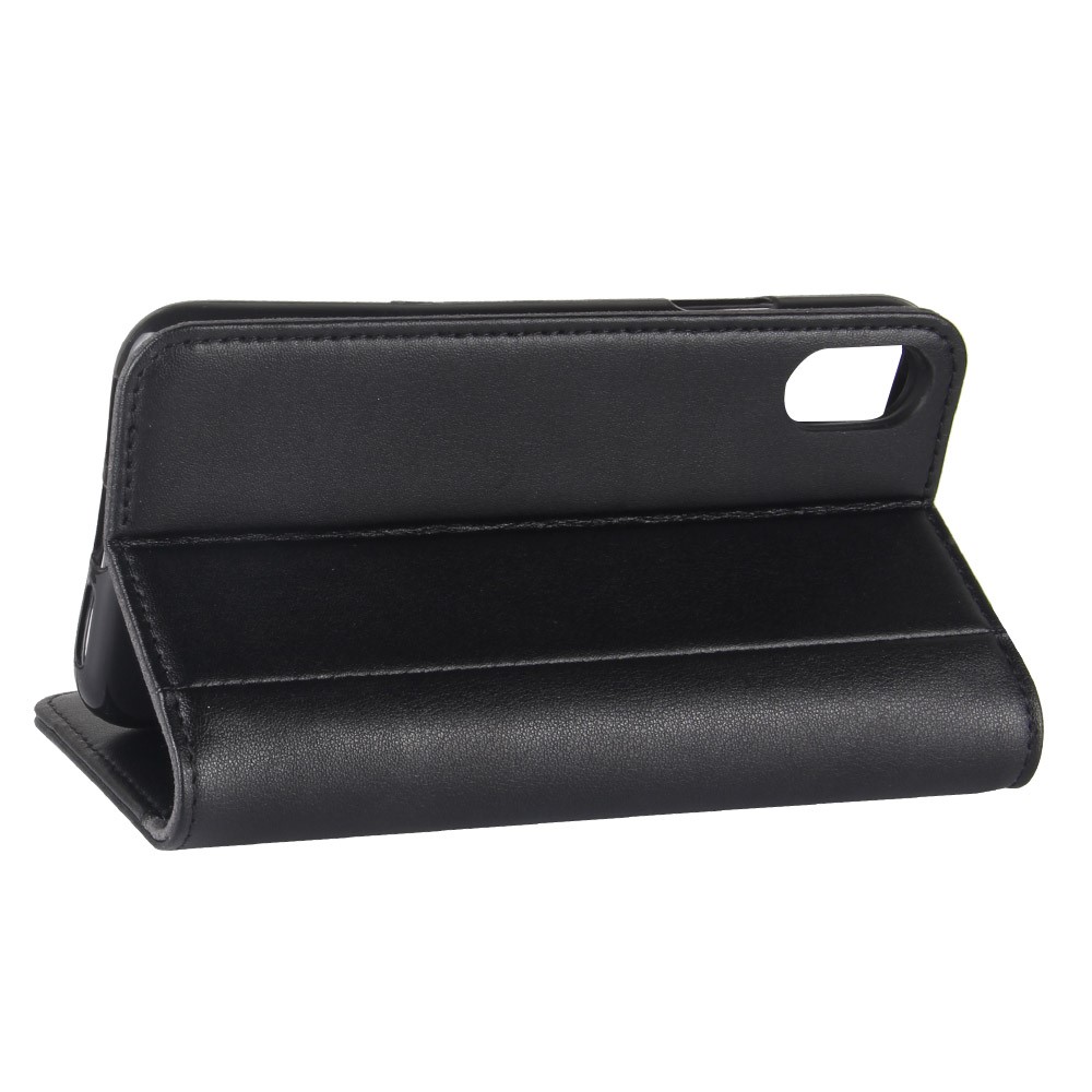 Genuine Leather Wallet Stand Case for iPhone X - Black-6