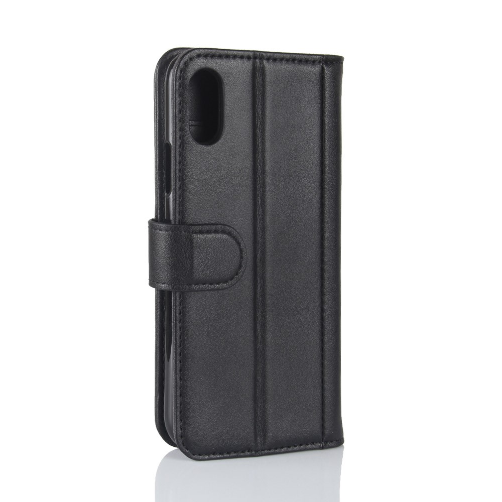 Genuine Leather Wallet Stand Case for iPhone X - Black-7
