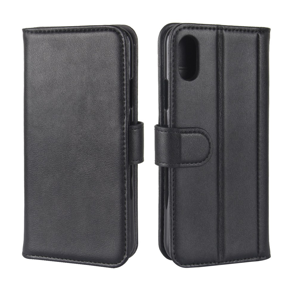 Genuine Leather Wallet Stand Case for iPhone X - Black-8