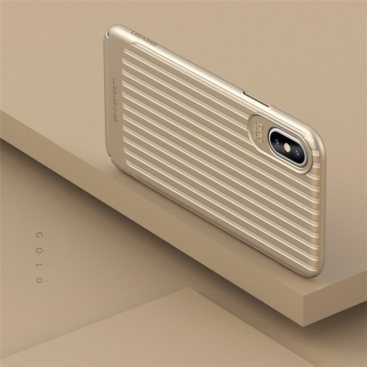 

USAMS Trunk Series PC Hard Phone Case Accessory for iPhone X(Ten) 5.8 inch - Gold, iPhone X