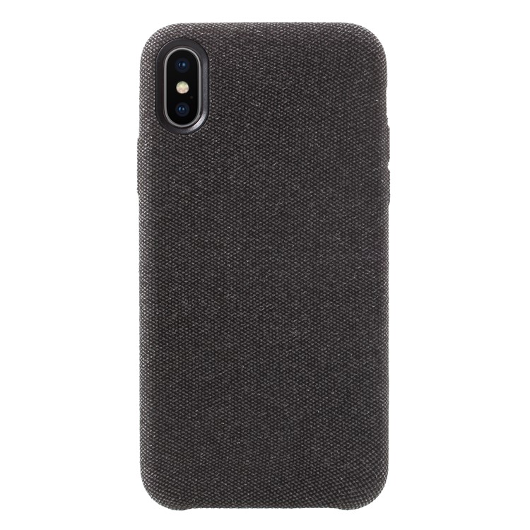 Linen Cloth PU Leather Coated PC Cell Phone Cover for iPhone X - Black-2