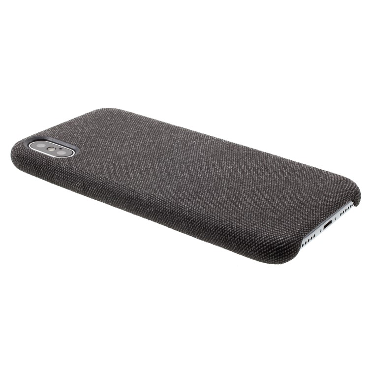 Linen Cloth PU Leather Coated PC Cell Phone Cover for iPhone X - Black-3