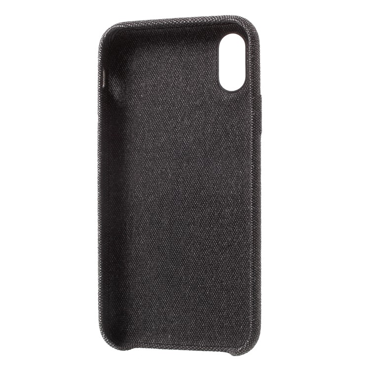 Linen Cloth PU Leather Coated PC Cell Phone Cover for iPhone X - Black-4