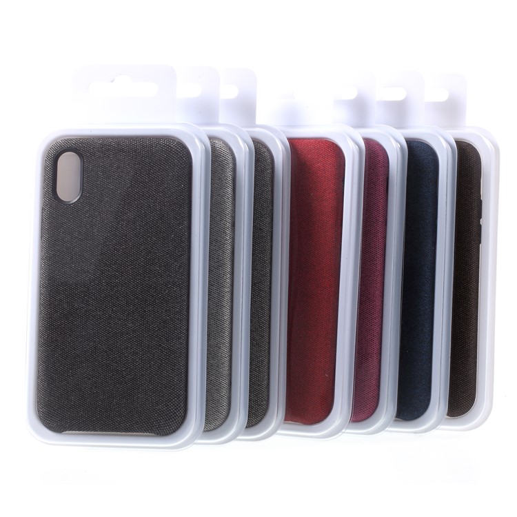 Linen Cloth PU Leather Coated PC Cell Phone Cover for iPhone X - Black-5