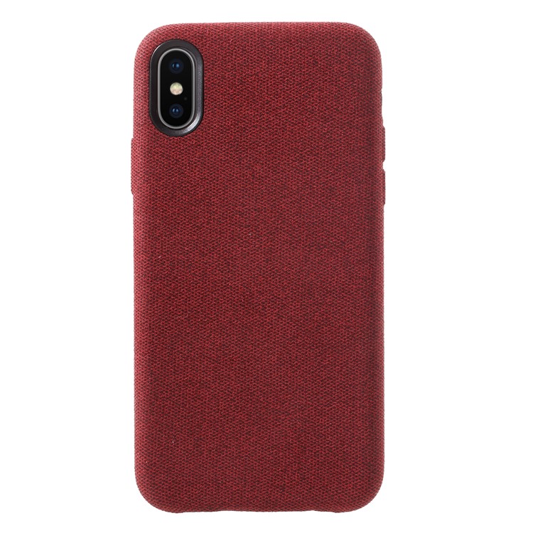 

Linen Cloth Texture PU Leather Coated PC Mobile Phone Cover for iPhone X - Wine Red