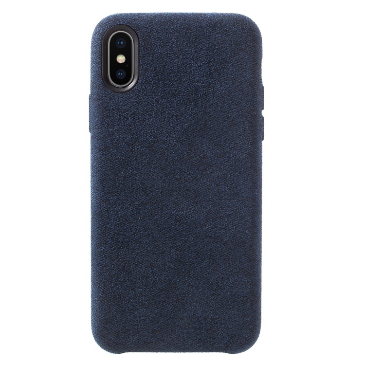 

Linen Cloth Texture PU Leather Coated PC Mobile Phone Shell for iPhone X - Blue