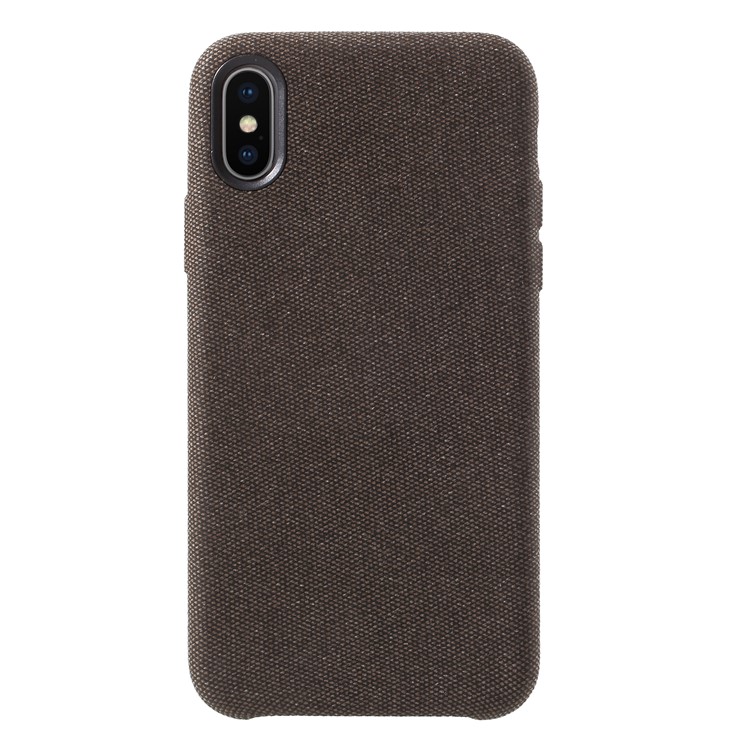 

Linen Cloth Texture PU Leather Coated PC Protective Cover for iPhone X - Brown
