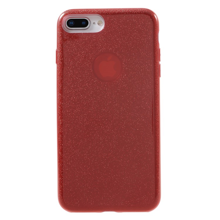 Glittery TPU + PC Hybrid Back Case for iPhone 8 Plus 5.5 inch - Red-2