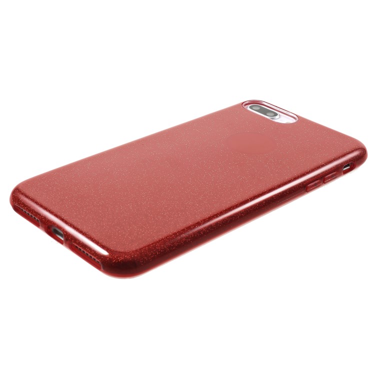 Glittery TPU + PC Hybrid Back Case for iPhone 8 Plus 5.5 inch - Red-3