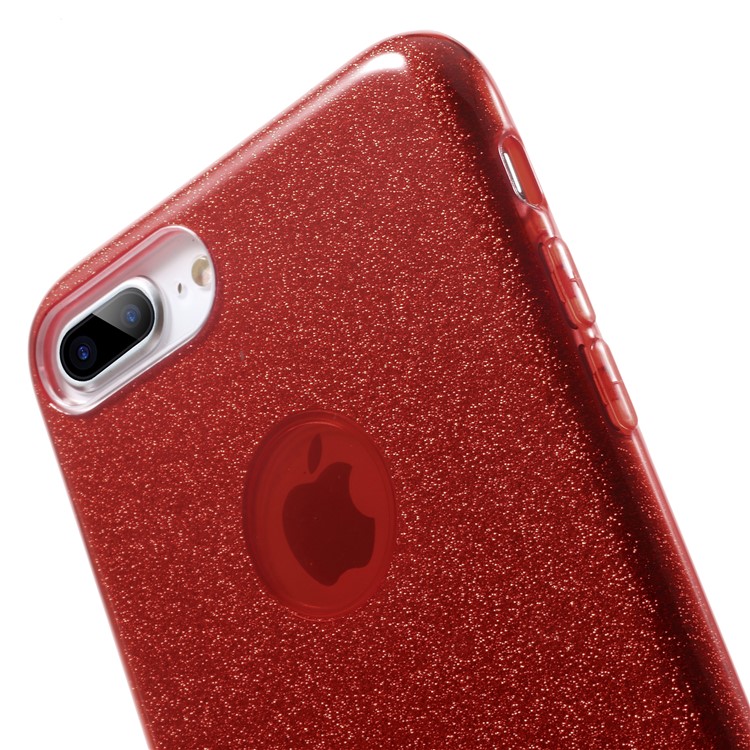 Glittery TPU + PC Hybrid Back Case for iPhone 8 Plus 5.5 inch - Red-4