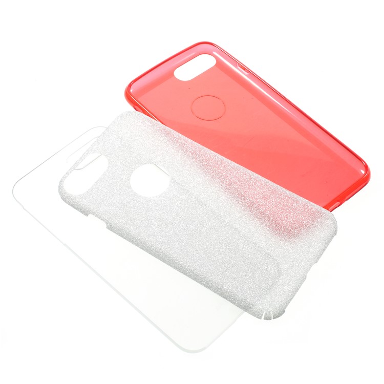 Glittery TPU + PC Hybrid Back Case for iPhone 8 Plus 5.5 inch - Red-6