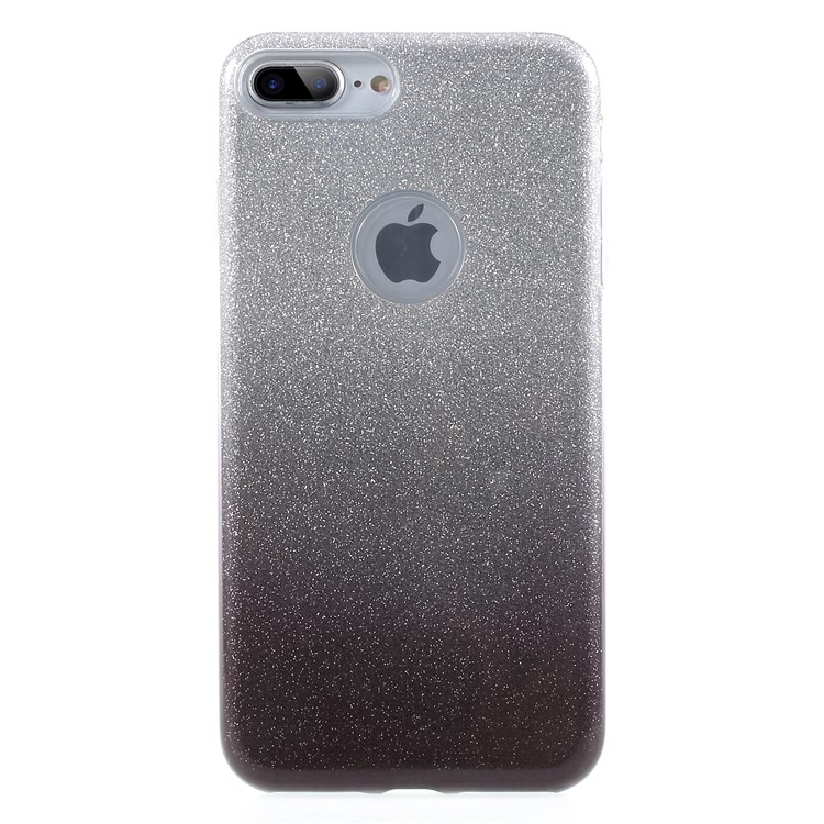 Gradient Color PC TPU Hybrid Case + Flash Powder Paper for iPhone 8 Plus / 7 Plus - Grey-2