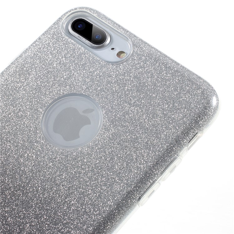 Gradient Color PC TPU Hybrid Case + Flash Powder Paper for iPhone 8 Plus / 7 Plus - Grey-3