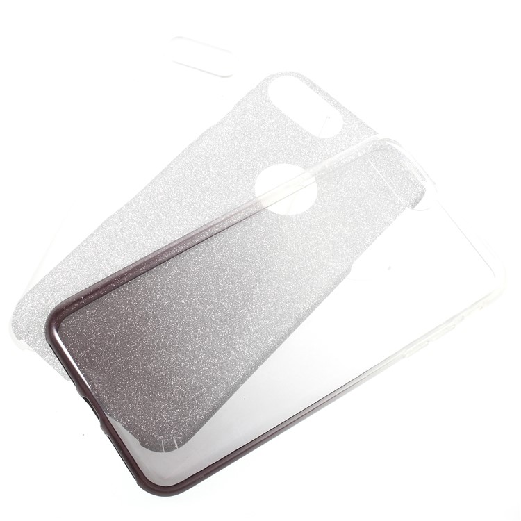 Gradient Color PC TPU Hybrid Case + Flash Powder Paper for iPhone 8 Plus / 7 Plus - Grey-6
