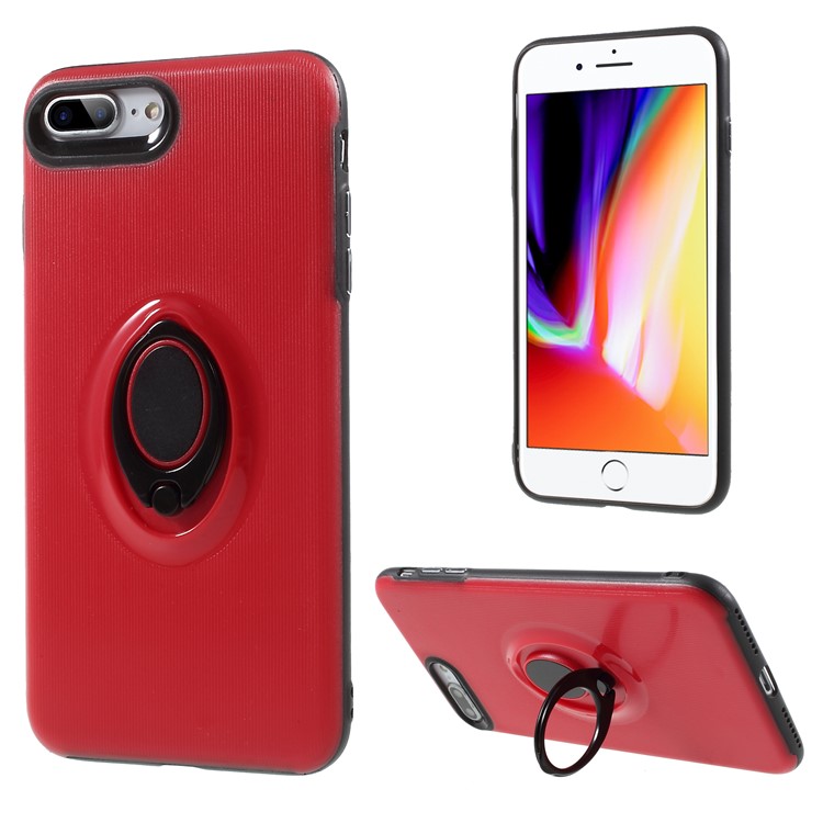 PC + TPU Hybrid Phone Case with Kickstand for iPhone 8 Plus/7 Plus 5.5 inch - Red-1