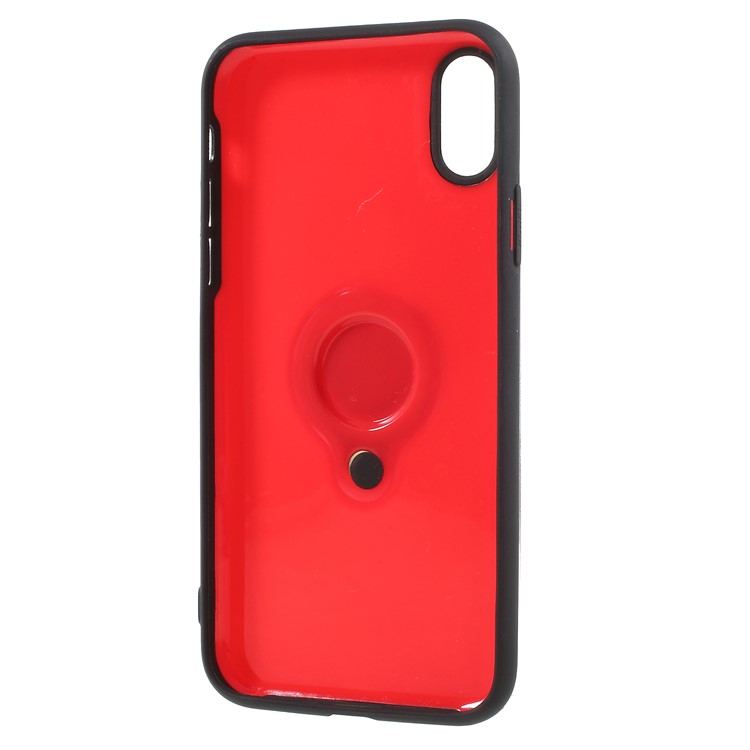 Soft TPU + Carbon Fiber Texture PC Combo Case with Kickstand for iPhone X - Red-7