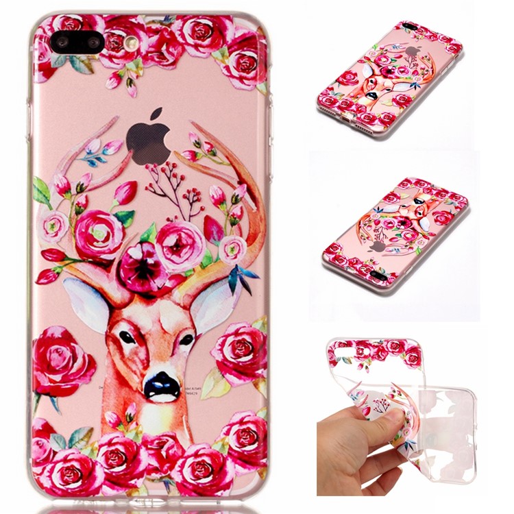 

Printing Pattern Glossy Soft TPU Mobile Casing for iPhone 8 Plus / 7 Plus 5.5 inch - Elk