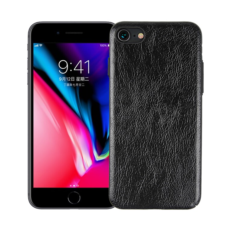 

Vintage PU leather Coated Hard PC Phone Case for iPhone 8 / 7 4.7 inch - Black
