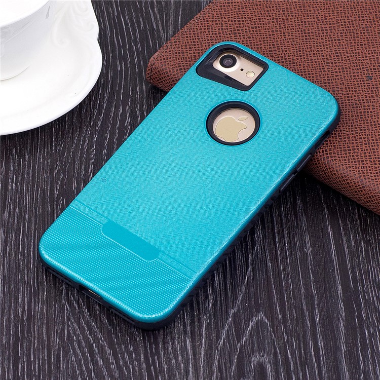 

Cloth Texture Rubberized Hybrid PC + TPU Protective Mobile Case for iPhone 8/7 4.7 inch - Baby Blue